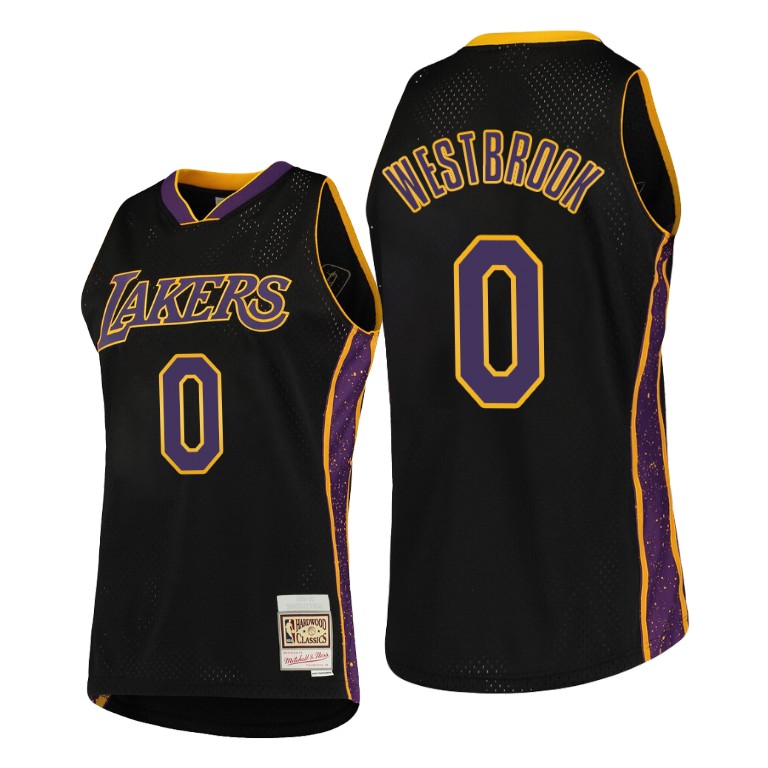 Men's Los Angeles Lakers Russell Westbrook #0 NBA Rings Collection Mesh Hardwood Classics Black Basketball Jersey TAJ7683VQ